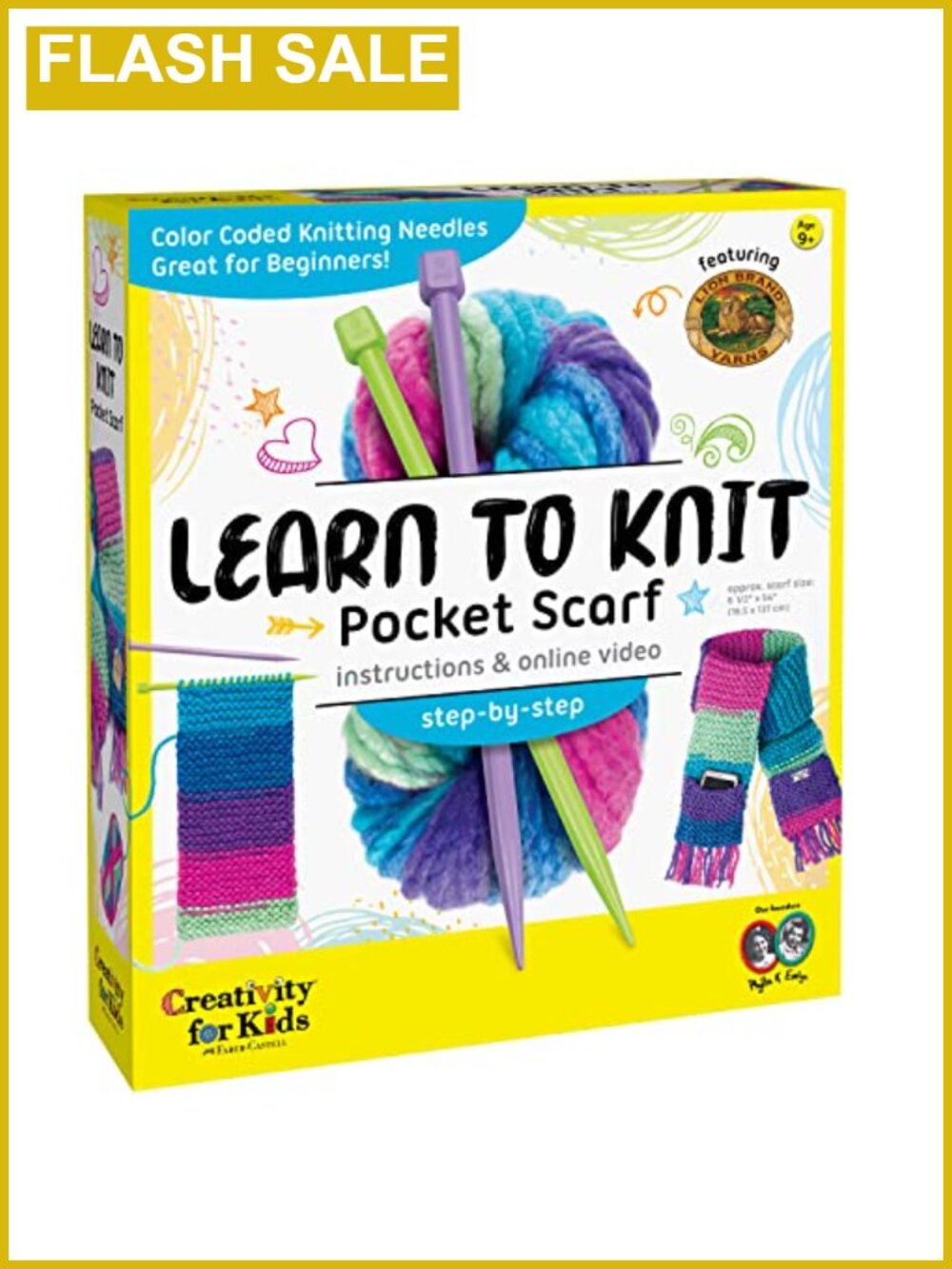 DIY Knitting Kit for Beginners Kids Learn to Knit Pocket Scarf Craft